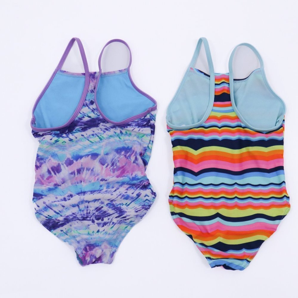 Speedo Swim Bathing Suits Girls XS Set of 2 Rainbow Tie Dye - Picture 7 of 11